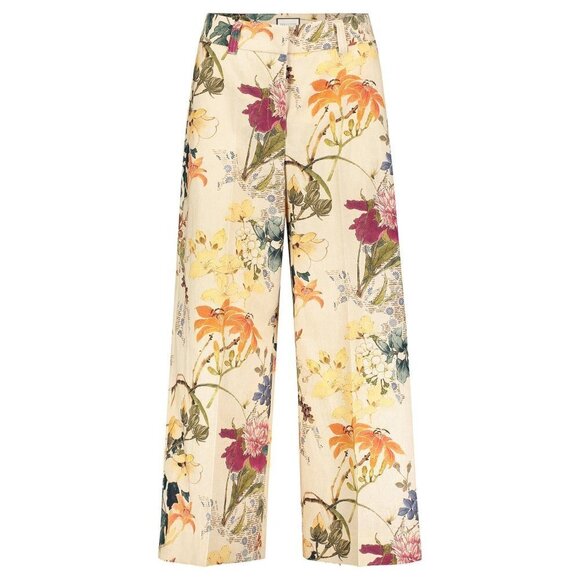 NWOT Seductive Pants cream beige floral print wide leg linen blend culottes, 36 - Picture 8 of 13